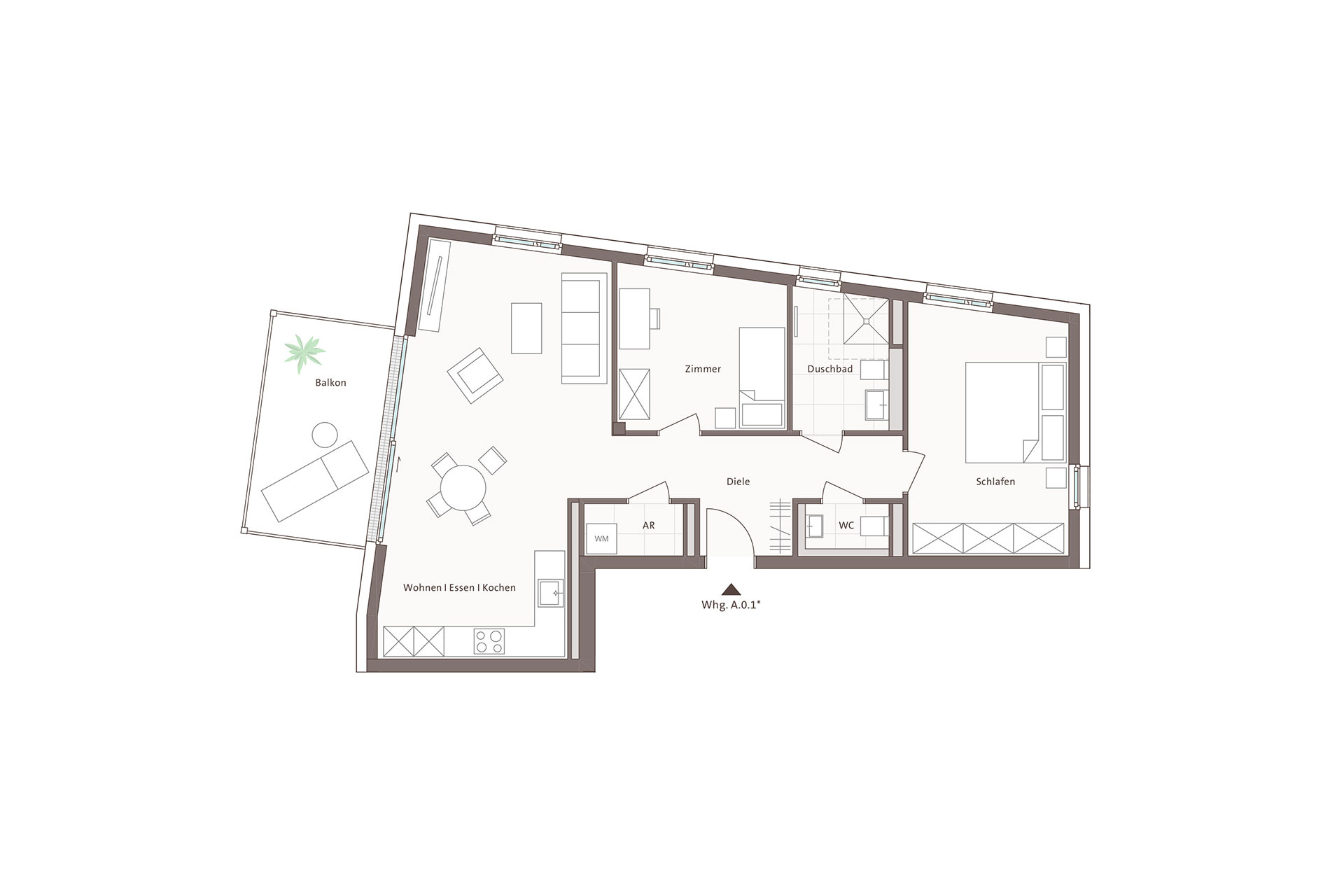 Grundriss Wohnung A.0.1
